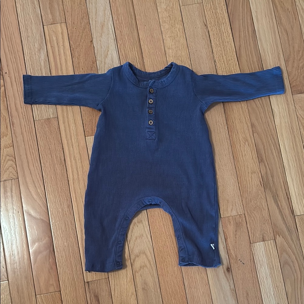 Honest Company Blue Baby Onesie with Button Detail
